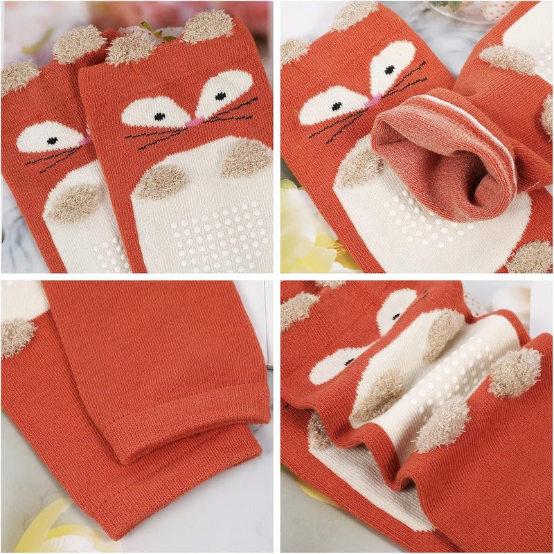 XEPST Pack of 3 Toddler Baby Leg Warmers, Cute Animal Pattern Long Legwarmers Knee Socks Baby Knee Protector Leg Sleeves Leggings for Baby Kids Toddlers Girls 0-3 Years, One Size (Fox) - Image 3